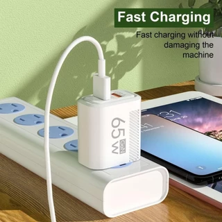 LEMONTREAL อะแดปเตอร์ชาร์จโทรศัพท์, PD Type C EU/US 65W GaN ปลั๊กชาร์จ, อุปกรณ์เสริม Fast Charging USB A + C USB C Charger สําหรับ //