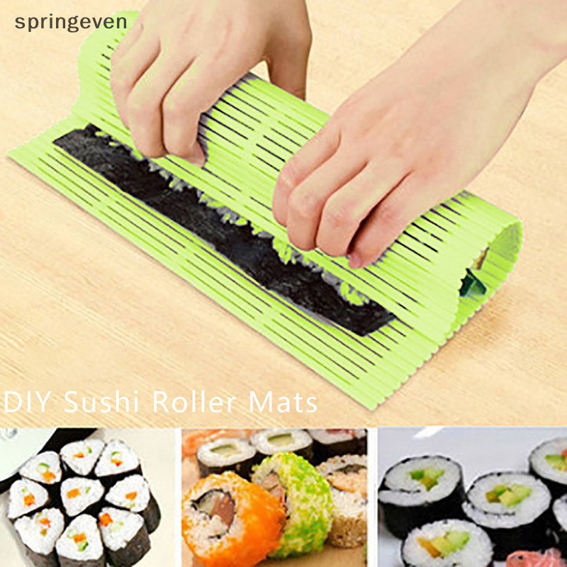 [springeven] สีเขียว DIY ซิลิโคนซูชิ Roller Mats ซูชิแบบใช้ซ้ําได้ข้าวม้วนแม่พิมพ์ Mat สต็อกใหม่