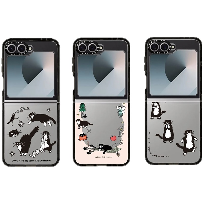 CASETi เพื่อนเล็กๆ เคสแข็ง Samsung Galaxy Z Flip 6 Flip 5 Flip 4 Flip 3 ZFlip6 ฝาครอบอะคริลิคใส Chocolateye