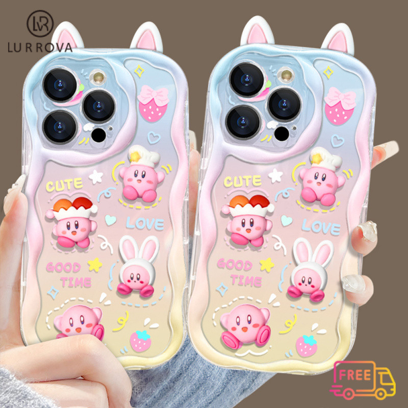 กรณี OPPO Reno12 F 5G Reno 12 5G Reno12 Pro 5G Reno11 F 5G Reno 11 5G Reno 10 5G Reno 8T 5G Reno 8T 4G Reno 8Z 5G Reno 7Z 5G A38 A18 A60 A79 realme C65 C53 C51 Reno8 Reno7 Reno5 Reno4 Reno6 การ์ตูน3D เคอร์บี้กันกระแทกโทรศัพท์ TPU เคสสำหรับมือถือ