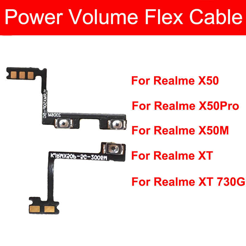Power Volume Flex Cable สําหรับ Realme X50 X50Pro X50M XT 5G ปริมาณด้านข้างปุ่ม Flex Ribbon อะไหล่ซ่