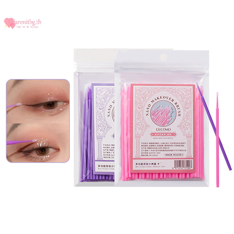 Renbg 100 ชิ้นแปรงลิปแบบใช้แล้วทิ้ง Fine Tuning Multi Functional Nano ดัดแปลงแปรง Lip Wands Nanometer แปรงแต่งหน้าขนตา TH