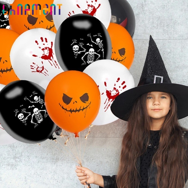 12 ชิ้นลูกโป่งฮาโลวีนชุด - สีส้มสีดําฟักทอง Ghost Inflatable ฟอยล์บอลลูน - ลูกโป่งน้ํายาง 12 นิ้ว - ลูกโป่งพองงานรื่นเริง - อุปกรณ์ตกแต่งฮาโลวีน