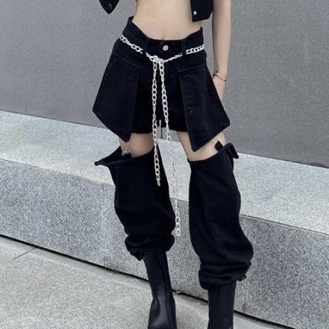 Summer Hot Girl Design Detachable High Waist Denim Slimming Pants Straight Women Loose Hot2023