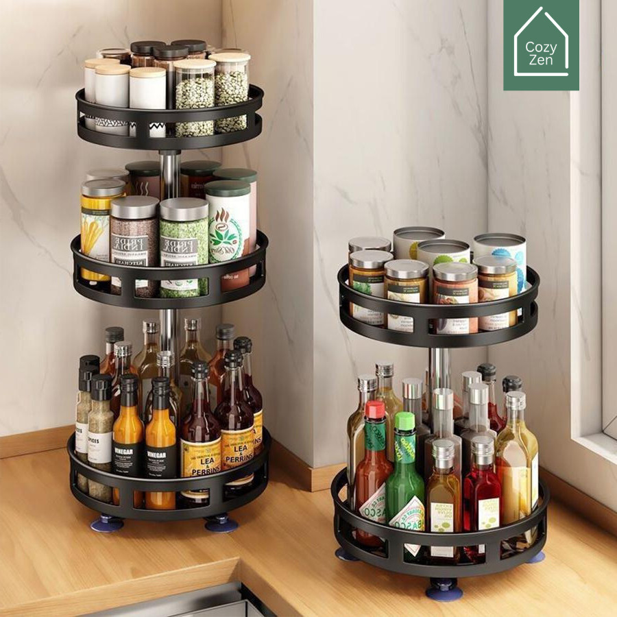 CozyZen ชั้นวางหมุน 1/2/3 ชั้น หมุนได้ 360° กันน้ำ กันสนิม ชั้นวางเครื่องปรุง