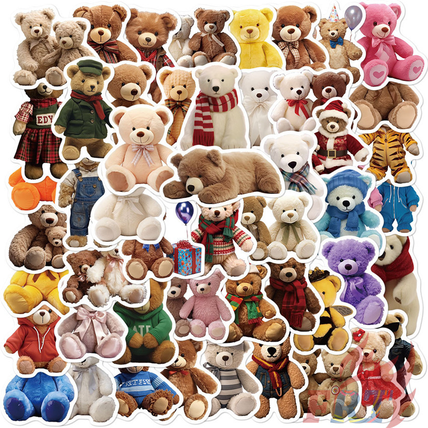 สติ๊กเกอร์ Teddy Bear Series 02 50 ชิ้น/เซ็ตกันน้ํา DIY Fashion Decals สติ๊กเกอร์ Doodle