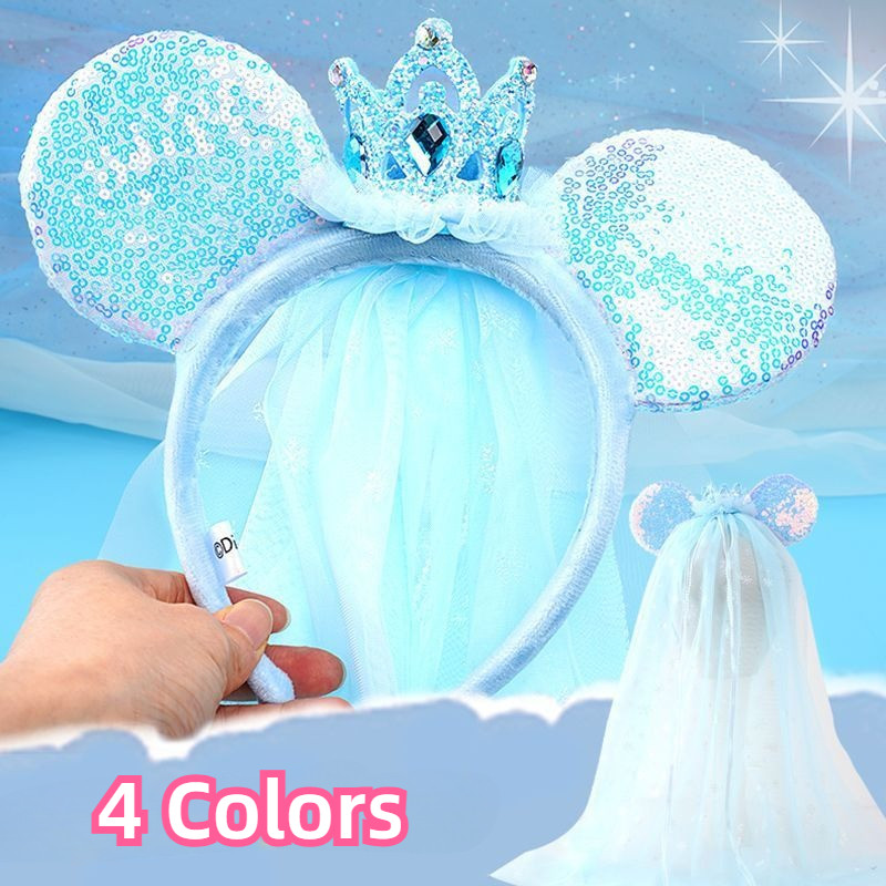 การ์ตูนมงกุฎ Headcloth ผม Hoop Park การถ่ายภาพ Fairy สวมแถบคาดศีรษะผ้าคลุมหน้า Snow Queen Princess เครื่องประดับผม