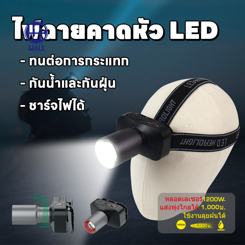 ไฟฉายคาดหัว HS-L7 ไฟคาดหัว ส่องไกล ไฟคาดหัว LED ส่องกบ เดินป่า ลุยฝนได้ สว่างมาก รับประกันความสว่าง