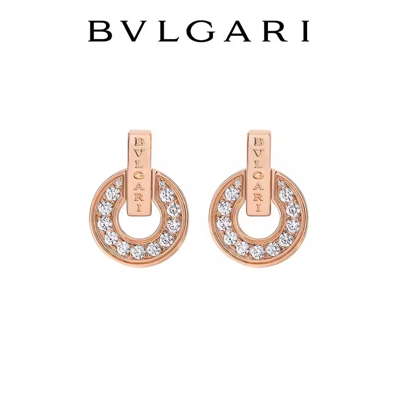 [พร้อมกล่อง] Bvlgari BVLGARI BVLGARI BVLGARI BVLGARI BVLGARI ต่างหูเหรียญกลวง ของขวัญวันเกิด [คลังสิ