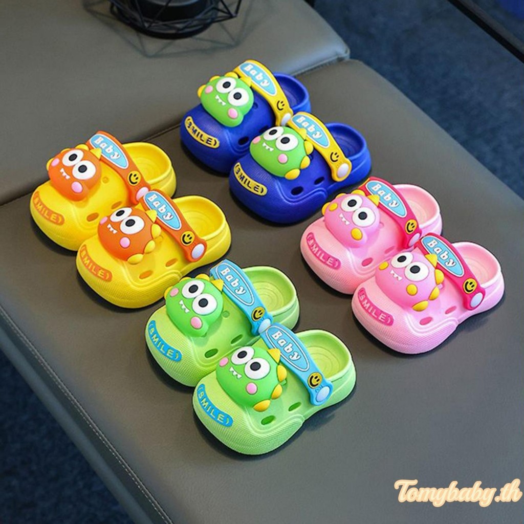 Tomybaby-kids Garden รองเท้าการ์ตูนไดโนเสาร์ฤดูร้อนน้ํา Slip-on Mules รองเท้าแตะสายรัดด้านหลังปรับได้
