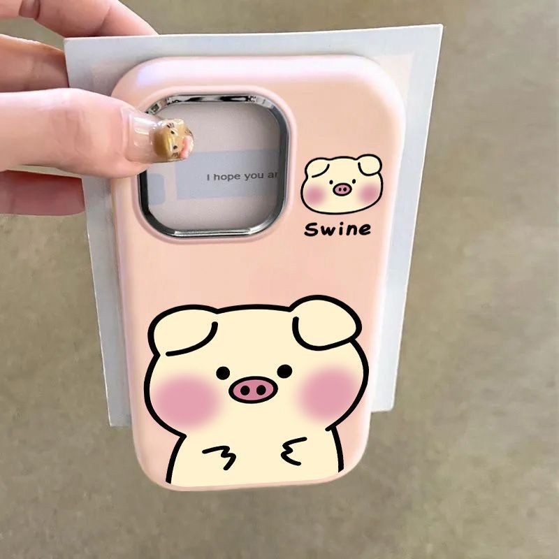 เคสโทรศัพท์สำหรับ iPhone x XS XR xsmax 11 12 13 14 15 Pro Max PLUS บลัชออนเคสนิ่มซิลิโคนหมูน่ารักเคสมือถือกันกระแทกเคสมือถือเคส7xu1