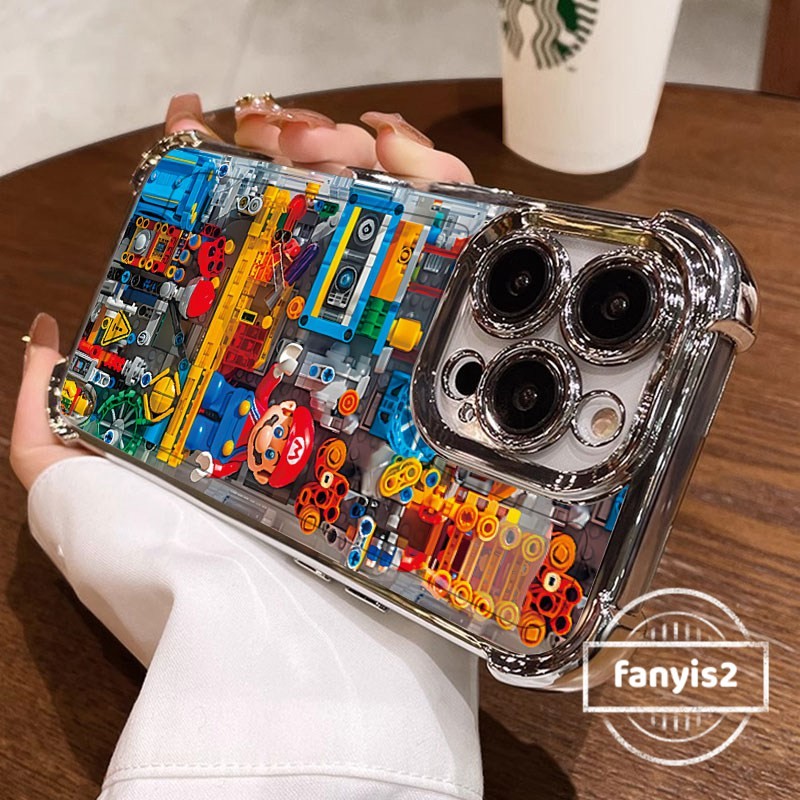 สําหรับ Infinix Hot 40Pro 50i 40i 30i สมาร์ท 9 8 7 5 Note40 30 Tecno Spark Go 1 2024 2023 ปลอกการ์ตูนน่ารัก Mario เคสโทรศัพท์ชุบโปร่งใสสี่มุม Anti Fall ถุงลมนิรภัยฝาครอบ