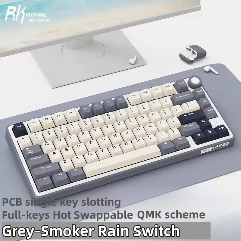 RK R75 Pro คีย์บอร์ดไร้สาย QMK 75% Custom 3 โหมด RGB พร้อมปุ่มปรับระดับเสียงปะเก็นโครงสร้างเต็มคีย์ 