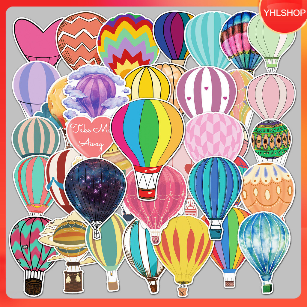 YHL 50ชิ้น สติกเกอร์ บอลลูน บัลลูนอากาศร้อน Hot Air Balloon Sticker พร้อมส่ง