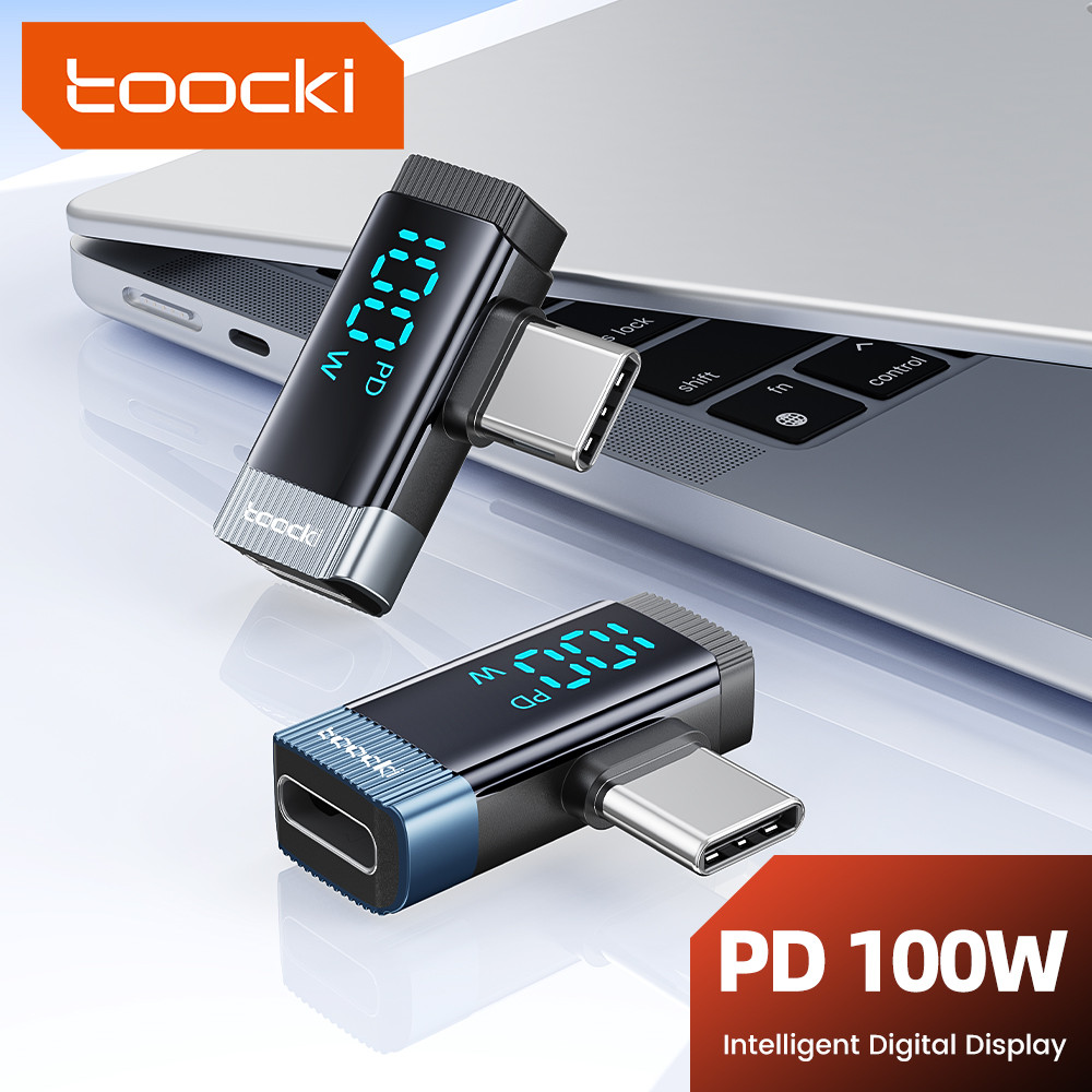 Toocki PD100W CC อัจฉริยะดิจิตอลจอแสดงผลอะแดปเตอร์ Fast Charging 60W Type-C ถึง L อินเทอร์เฟซ 480Mbps ส่งข้อมูล 90 องศาข้อศอกอะแดปเตอร์สําหรับโทรศัพท์แท็บเล็ตแล็ปท็อป