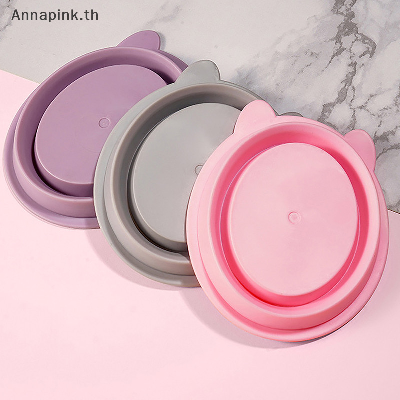 Annapink.th หูหมีซิลิโคนแปรงแต่งหน้าทําความสะอาดแผ่นขัดความงามไข่ทําความสะอาดแปรงคิ้วทําความสะอาดเสื่อแบบพกพาเครื่องมือแต่งหน้า EN