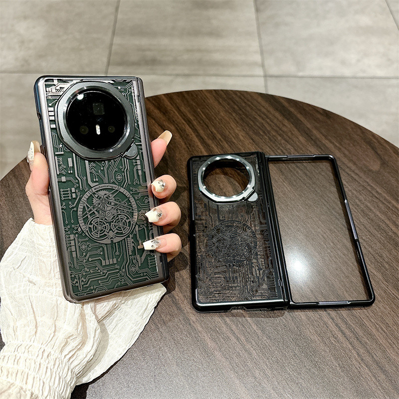 Mechanical Legend ชุบสําหรับ Honor Magic V3 เลนส์ผู้ถือบานพับแม่เหล็กพับพร้อมฟิล์มกระจกหน้าจอด้านหน้า