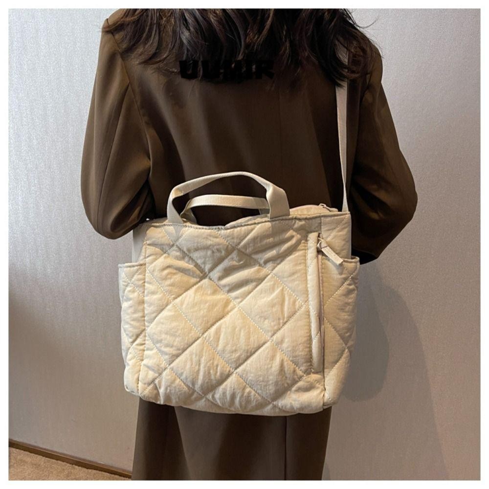 UUMIR กระเป๋าถือ, Down ผ้า Space Cotton Postman กระเป๋าสะพาย, แฟชั่นความจุสูง Quilted Padding Crossbody Bag หญิง