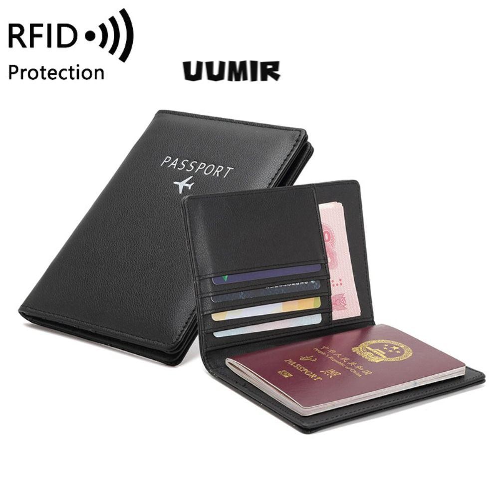 UUMIR ปกหนังสือเดินทาง RFID, ที่ใส่บัตร RFID หนังแบบพกพา, มัลติฟังก์ชั่นป้องกันการโจรกรรมความจุขนาดใหญ่บัตรเดินทาง