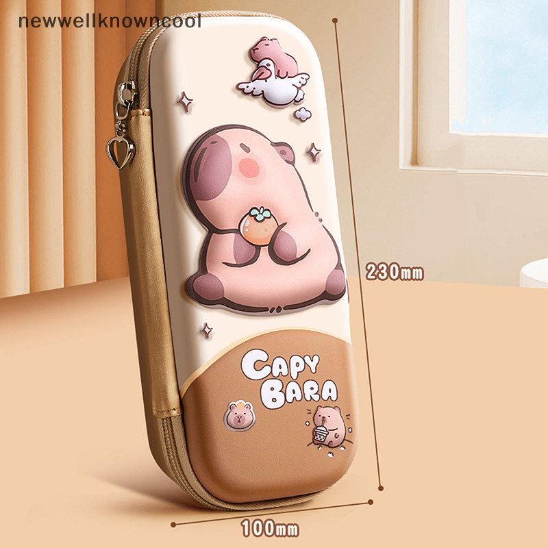 Newwellknowncool 3D บรรเทาความเครียดน่ารัก Capybara ดินสอ Drop ทนกันน้ํานักเรียนโรงเรียนกล่องเก็บ Hard Shell Deion ปากกากระเป๋า AAD