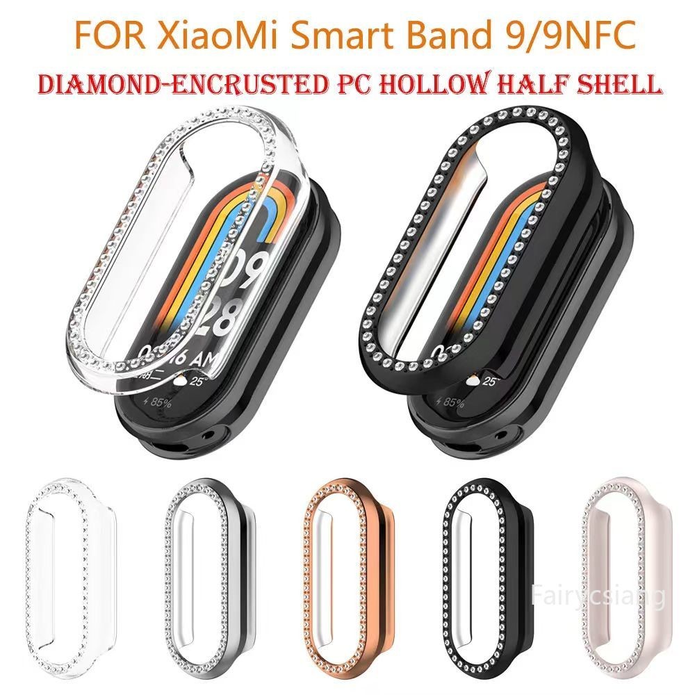 Pc Hard สําหรับ Xiaomi Mi Band 9 8 NFC PC Shell แฟชั่น Diamond-Encrusted เคสป้องกัน Xiaomi Band 8NFC ป้องกันกันชน