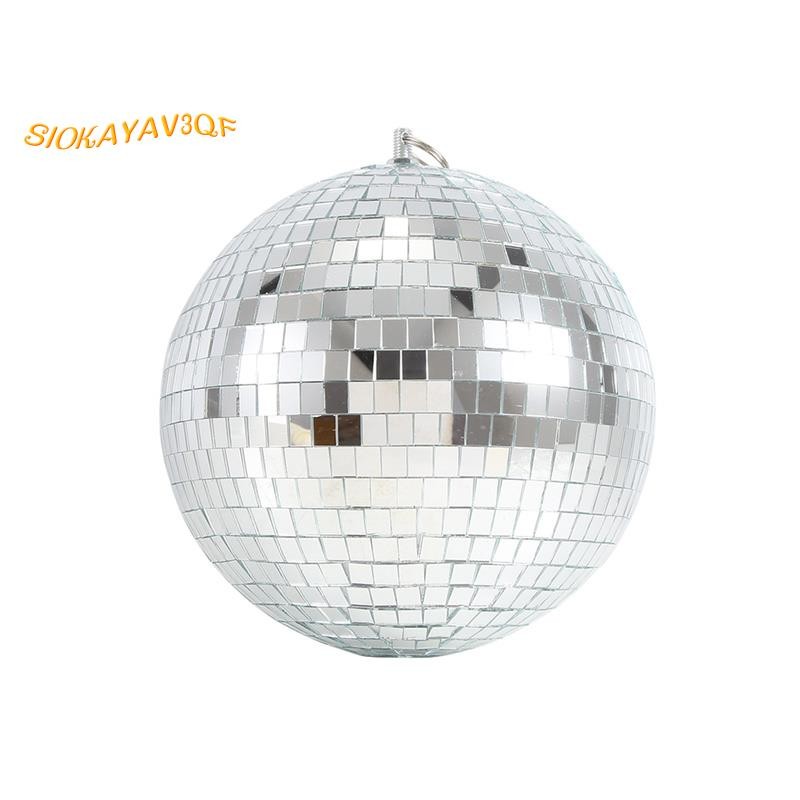 เอฟเฟกต์แสงเวทีสีสันสดใส 8 นิ้ว 20 ซม. กระจกดิสโก้ลูกบอลแวววาว Silver Christmas Decor