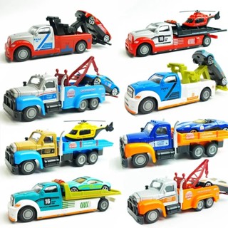 โลหะผสมรถขนส่งรถของเล่นรถบรรทุกรถพ่วงรุ่นเลื่อนรถกู้ภัยเครื่…