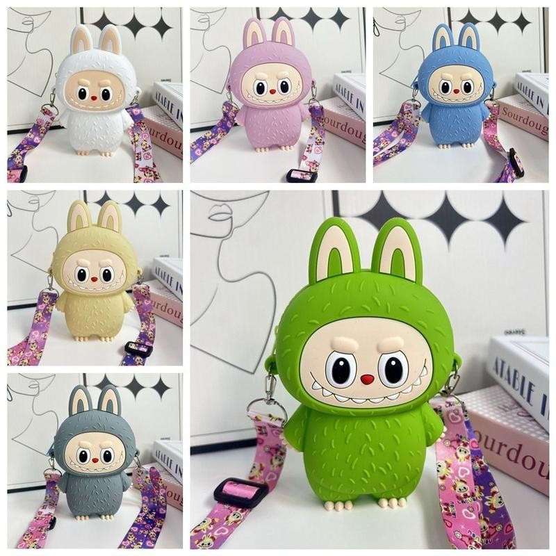 กระเป๋าสะพายข้างลายการ์ตูน Labubu, แฟชั่น, กระเป๋าสะพายตุ๊กตา Labubu, ทำจากซิลิโคน, กระเป๋าใส่เหรียญ, น้ำหนักเบา
