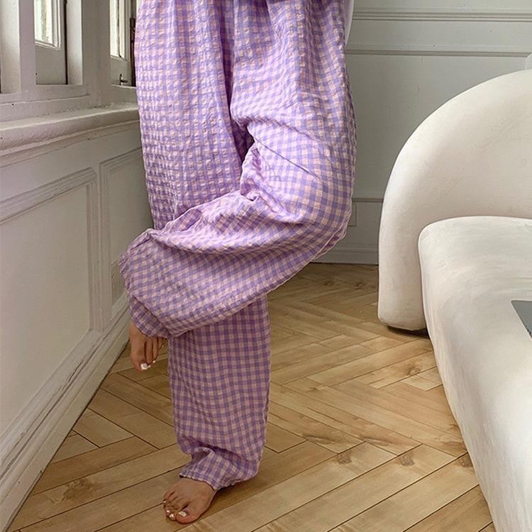 YY54 กางเกงลายสก็อต สไตล์เกาหลี ผู้หญิงเอวสูงยางยืด - รูปที่ 4