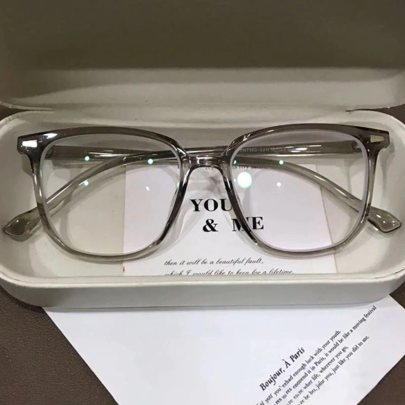 👓แว่นสายตาสั้น👓 -25~575° ป้องกันแสงสีฟ้า กรอบแว่นทรงกลม แว่นตาแฟชั่นสไตล์เกาหลี 041