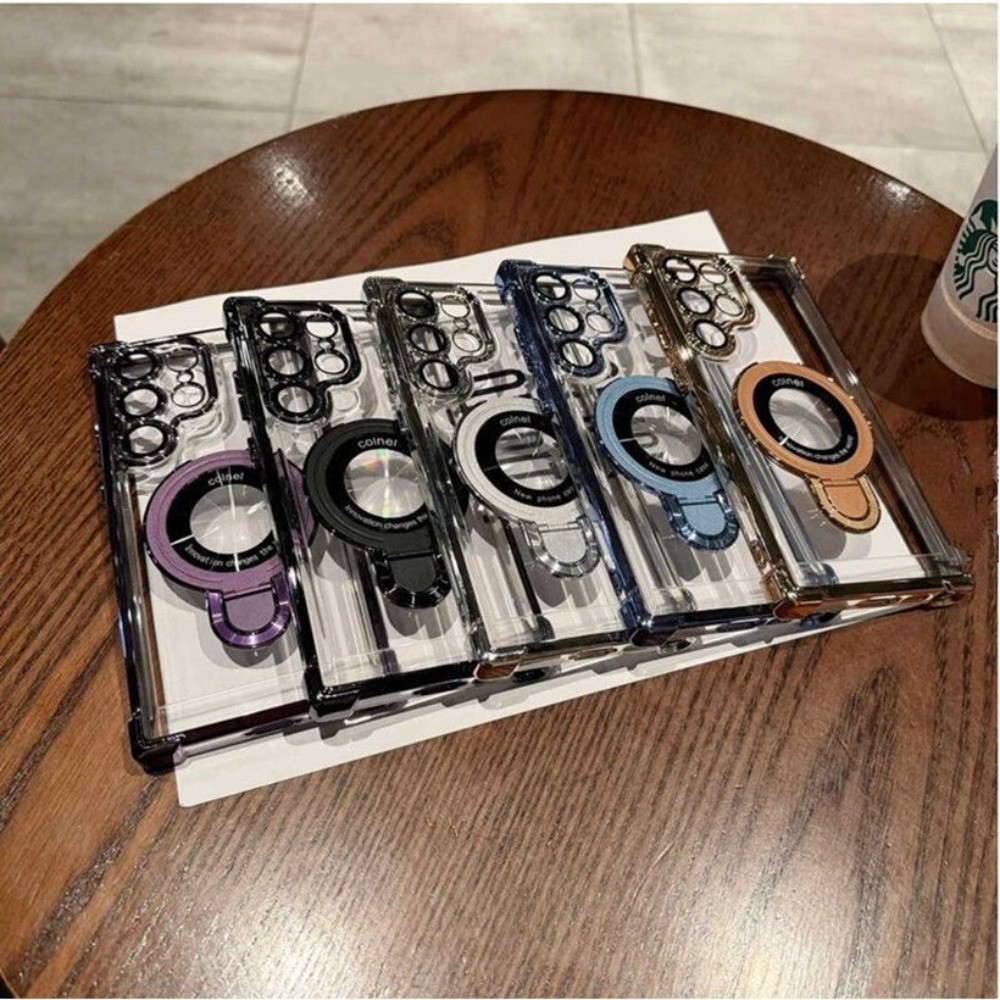 SAMSUNG คุณภาพสูงกันกระแทกเคสโทรศัพท์สําหรับSamsung Galaxy S24FE S25 S22 S23 S24 Ultra Plus S23FE Note20Ultraพร้อมขาตั้งซ่อนปกหลังเต็มเลนส์Anti Scratchปลอกใส - รูปที่ 6