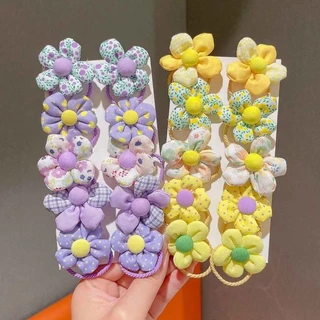 10ชิ้น/ล็อตเจ้าหญิงสาวตาข่ายดอกไม้ยืดหยุ่นผมแหวนผูกผมหัวเชือกผ้าโพกศีรษะยางรัด