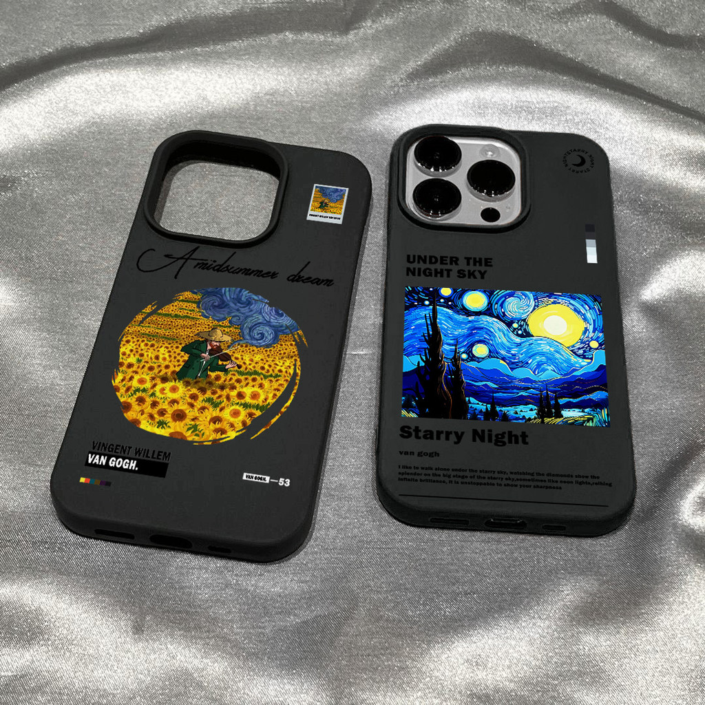 ภาพวาดสีน้ำมันศิลปะ เคสสําหรับ iphone 16 15 Pro Max 11 14 XR 13 12 Pro Max X Xs Max 13 12 11 ครึ่งแพ็คคลาสสิกMatte Softเคสโทรศัพท์