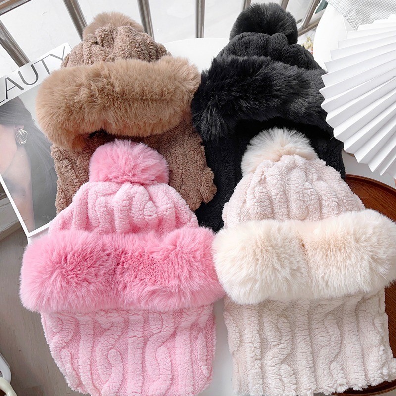 ชุดหมวกผ้าพันคอ-unisex Fluffy Earmuffs Cap-หน้ากากป้องกันหู-ให้ความอบอุ่น,กันลม-สําหรับฤดูหนาวขี่กลางแจ้ง-แฟชั่น, Jacquardกํามะหยี่สองด้าน - รูปที่ 5