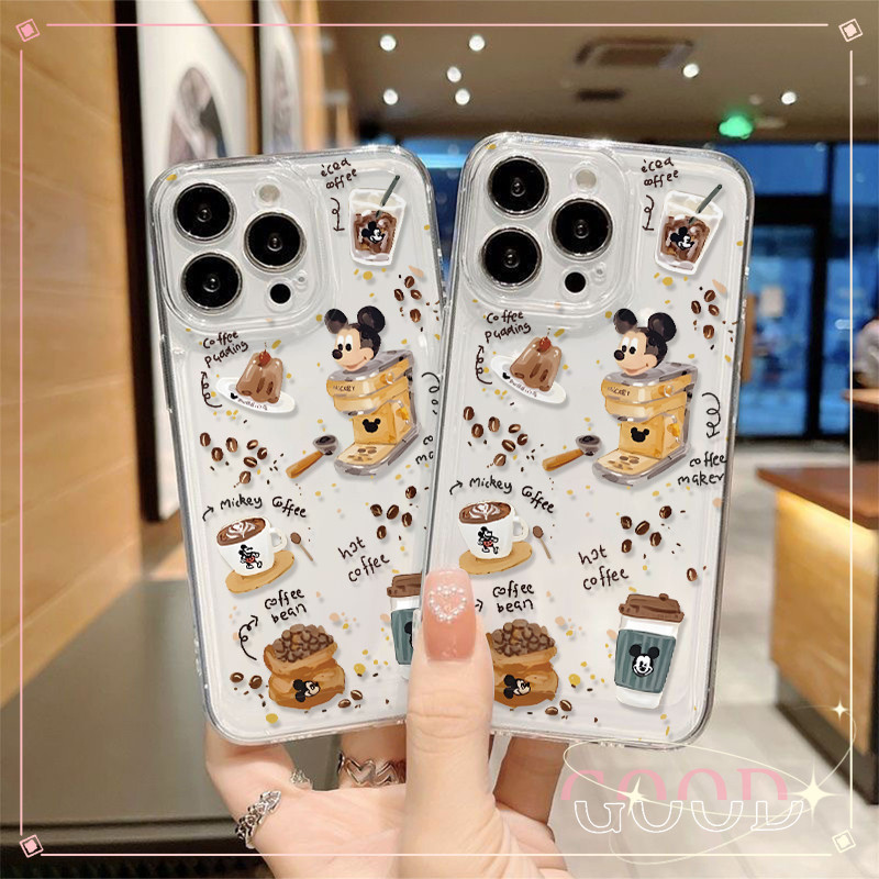 GOOD เคสโทรศัพท์มือถือแบบนิ่ม โปร่งใสและทนทาน สําหรับIPhone 15 14 13 12 11 Pro Max X/Xs Xr MAX 7 8 Plus การ์ตูนมิกกี้