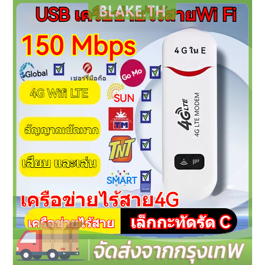 4G LTE 150 Mbpsตัวปล่อยสัญญาณไวไฟ ใส่ซิม ใช้ง่าย เราเตอร์ไร้สาย 4Gพร้อมช่องเสียบซิมการ์ด Wifi Mini USB Smart Pocket Wifi