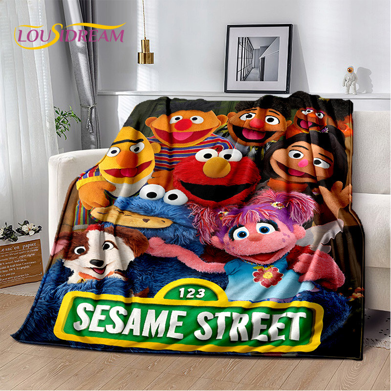 3d การ์ตูน S-Sesame Street น่ารักผ้าห่มนุ่ม,เก็บ Warm โยนผ้าห่มสบายผ้าห่มสําหรับเตียงปิคนิคโซฟาบ้านห