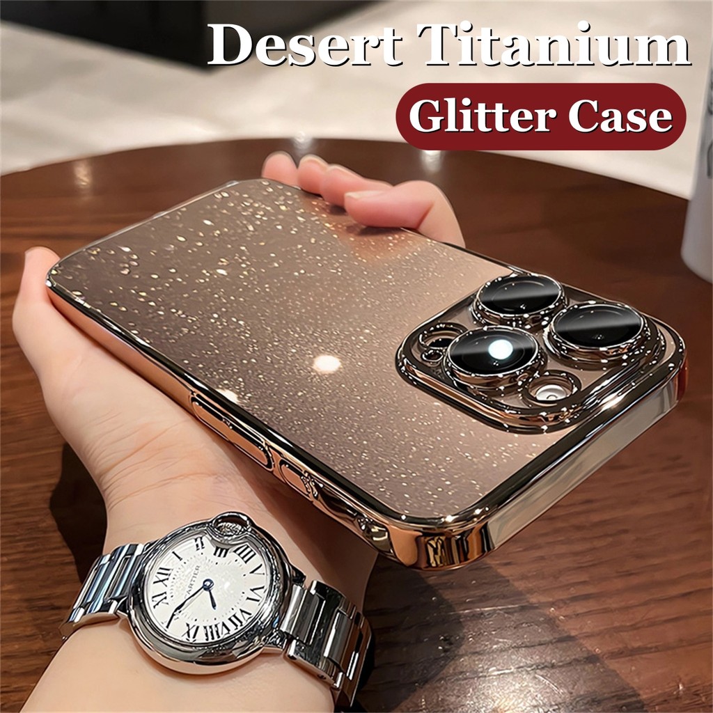 หรูหราglitterโปร่งใสเคสโทรศัพท์สําหรับiphone 16 Pro Max 12 13 14 15 Pro Max 16 Plus Hard Pcปลอกใสชุบฝาครอบเลนส์