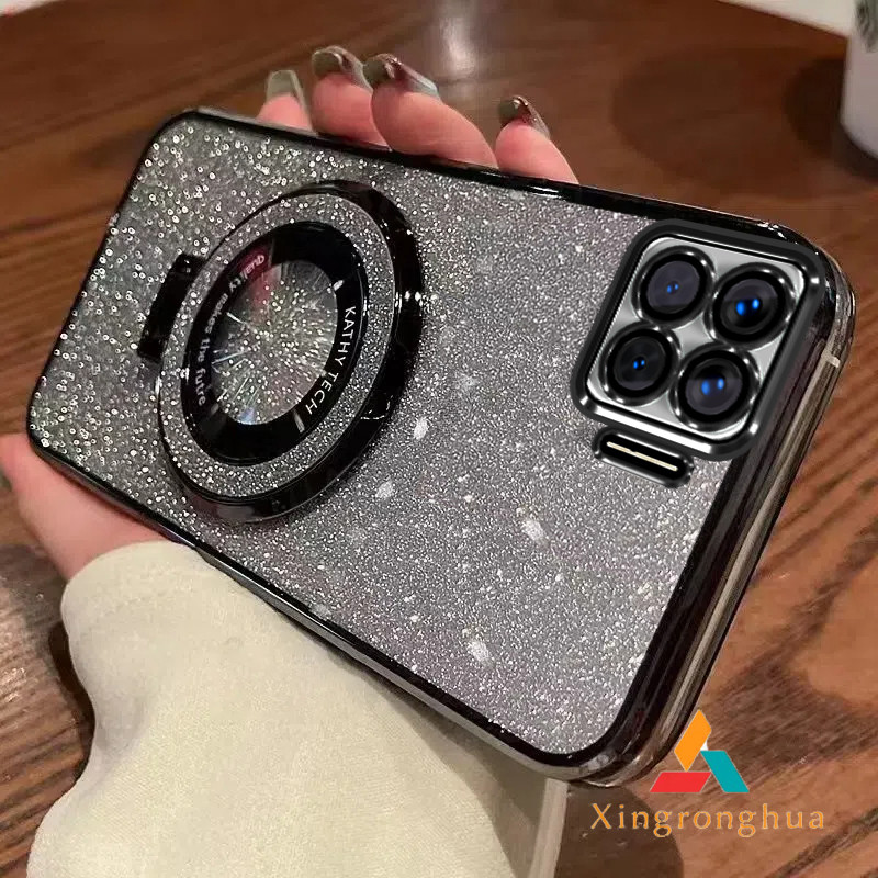 ปลอกoppo A73 4G A93 4G F17 F17 PRO OPPO reno 4FหรูหราElectroplated Glitterเคสโทรศัพท์Tective Shellใสกันกระแทกพร้อมวงเล็บ