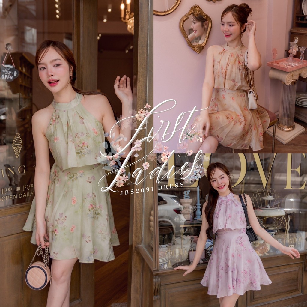 ซื้อ #JBS2091 First Ladies Dress มินิเดรสลายดอก