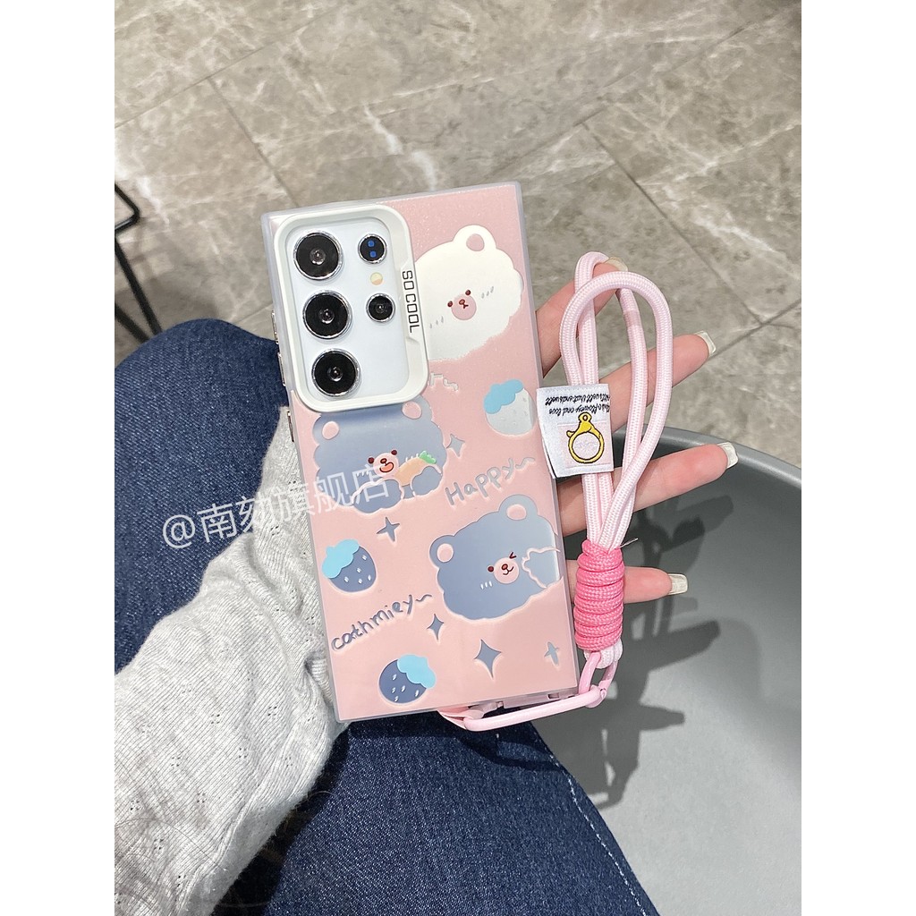 เหมาะสําหรับ Samsung s24ultra เคสโทรศัพท์เป็น s23u Niche s22 Plus สิบ a52s21fe Ah a55 น่ารัก note20 สไตล์เกาหลี s20a54a53ins สาวสไตล์ใหม่พร้อมเชือกเส้นเล็กจะไม่ตกกรณี