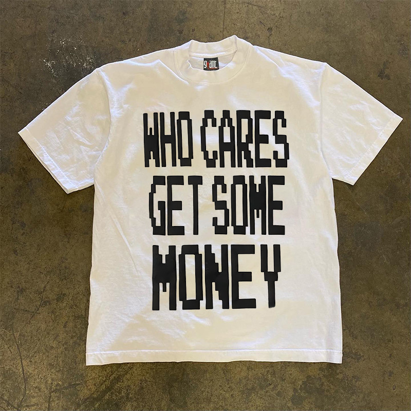 (จัดส่งตลอด 24 ชั่วโมง）OOOK Official เสื้อยืดแขนสั้นผู้หญิงเกาหลี y2k เสื้อโอเวอร์ไซส์พิมพ์ลายสโลแกนเงินเท่านั้น ผ้าฝ้าย