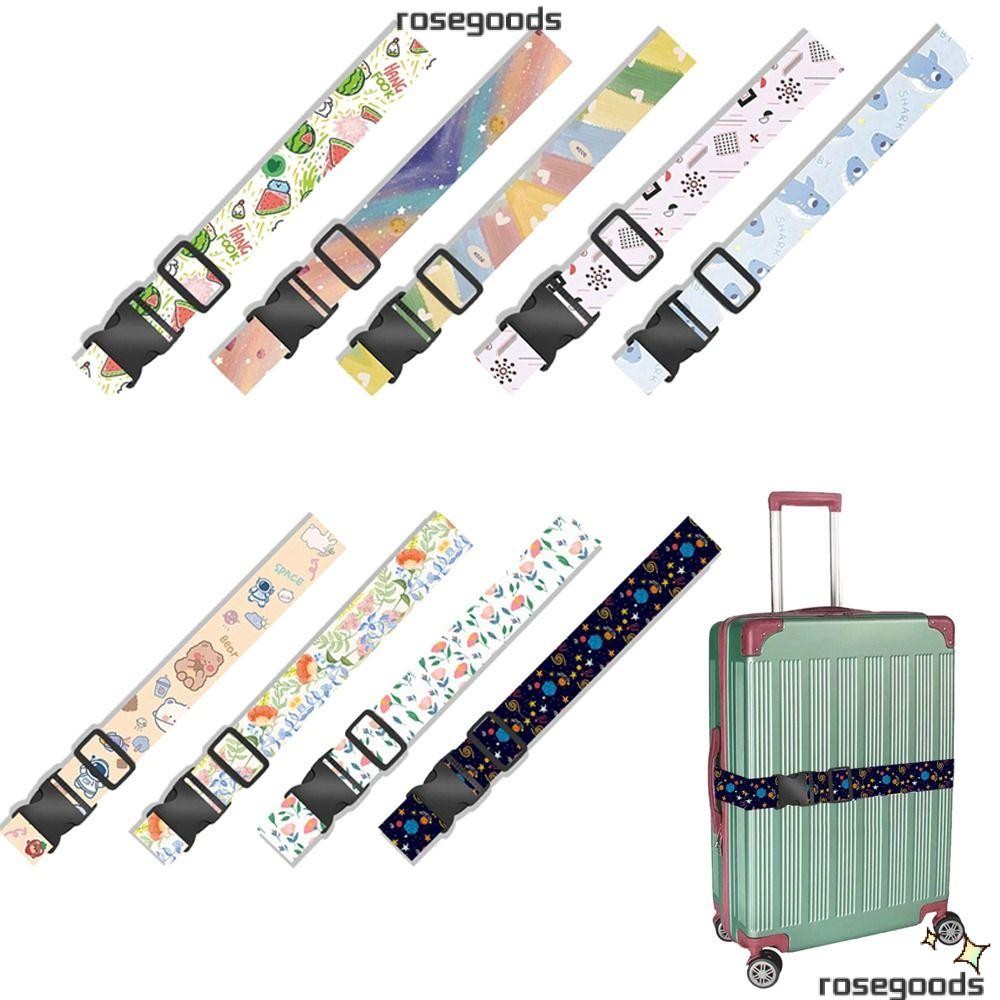 Rose สายรัดกระเป๋าเดินทาง, Multicolor Security กระเป๋าเดินทางเข็มขัด, แฟชั่นทนทานพิมพ์กระเป๋าปรับได้ Tie เข็มขัด Travel Camping กระเป๋าอุปกรณ์เสริม