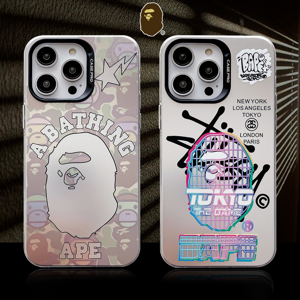 Bape Camouflage สําหรับชายเคสโทรศัพท์ iPhone 16/15 promax IMD สีเงินสําหรับ iPhone 11 12 13 14 plus 7 8 X XR XS MAX Drop-proof กันกระแทกและกันน้ําฝาครอบป้องกัน
