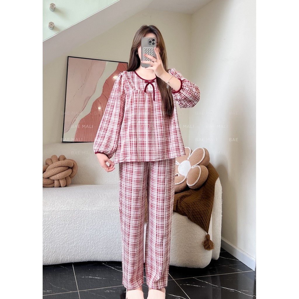 BAE MALI - ชุดเดรสบ้านลายทาง babydoll ยาว SP522