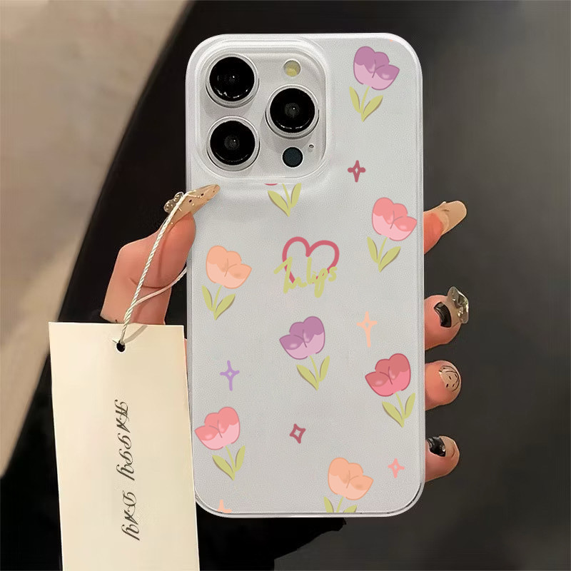 เคสโทรศัพท์มือถืออะคริลิคใส ดอกไม้ฤดูใบไม้ผลิFor iPhone 11 13 15 เคส ไอโฟน12 14 ProMax 7 8Plus X XR XSMaxกันกระแทก ส่งจ