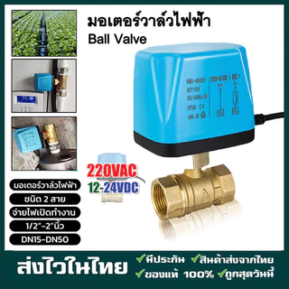 วาล์วฟ้า วาล์ว มอเตอร์วาล์ว บอลวาล์ว 2 สาย เปิดได้ไม่ต้องอาศัยแรงดันนำ้ Ball Valve ปกติปิด จ่ายไฟเปิด หยุดจ่ายไฟปิดเอง