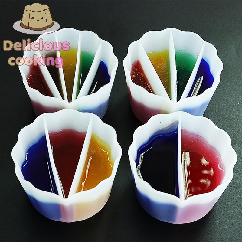 [ทําอาหารแสนอร่อย] ซิลิโคนแยกถ้วยสําหรับสีเทถ้วยสีอะคริลิค 5 ช่องแบ่ง [ใหม่]
