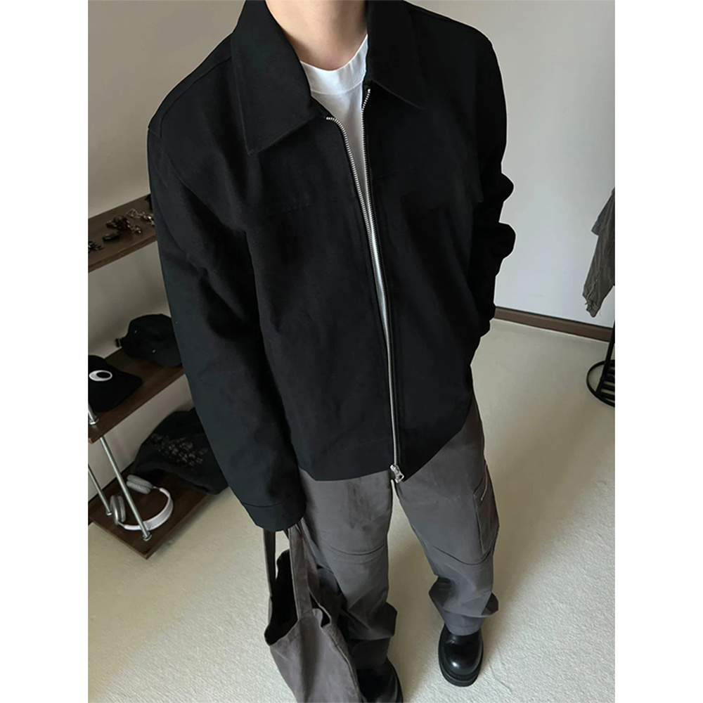 เสื้อแจ็คเก็ตสั้นปกอเมริกันระดับไฮเอนด์ฤดูใบไม้ผลิฤดูใบไม้ร่วง