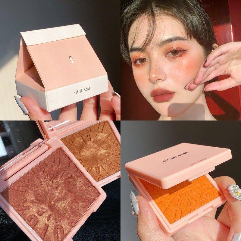 Mashed potato cheek red earth orange red brown peach watermelon red powder blusher cream กันน้ําและก